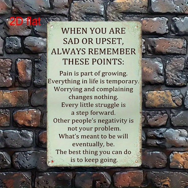 CIFbuy 复古金属励志语录牌当你悲伤或不安乡村风墙面装饰（TikTok、temu pick-up service）-4