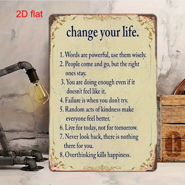 CIFbuy 耐用铁艺改变你的生活复古金属标牌乡村风格墙面励志标语家居门廊车库咖啡馆花园装饰节日礼物（TikTok、temu 下自提）-4