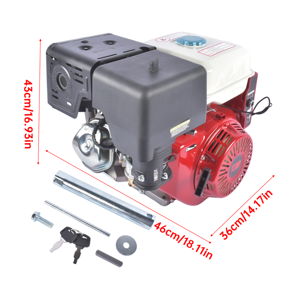 A3 四冲程 389cc 13HP OHV水平轴电启动汽油发动机红色 13HP 389cc 4-Stroke Gas Engine with Electric Start, Single Cylinder Go Kart Motor Horizontal Shaft OHV 3600RPM Gas Motor Red-8