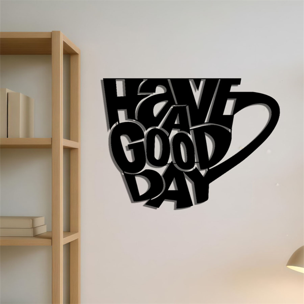 CIFbuy时尚金属杯壁饰 现代黑色墙面艺术 咖啡与茶爱好者简约家居装饰(TikTok、temu下自提)-2