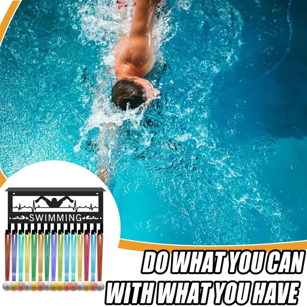 CIFbuy 金属烤漆游泳主题奖牌挂钩 心电图游泳运动员造型奖牌展示架（TikTok，temu 自提）-6