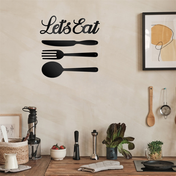 CIFbuy 手工锻铁用餐主题墙饰五件套 复古金属厨房标志雕塑（TikTok、temu下自提）-6