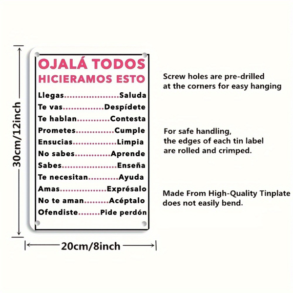 CIFbuy 西班牙语励志标语金属墙挂复古锡板墙面装饰牌（TikTok、temu 下自提）-3