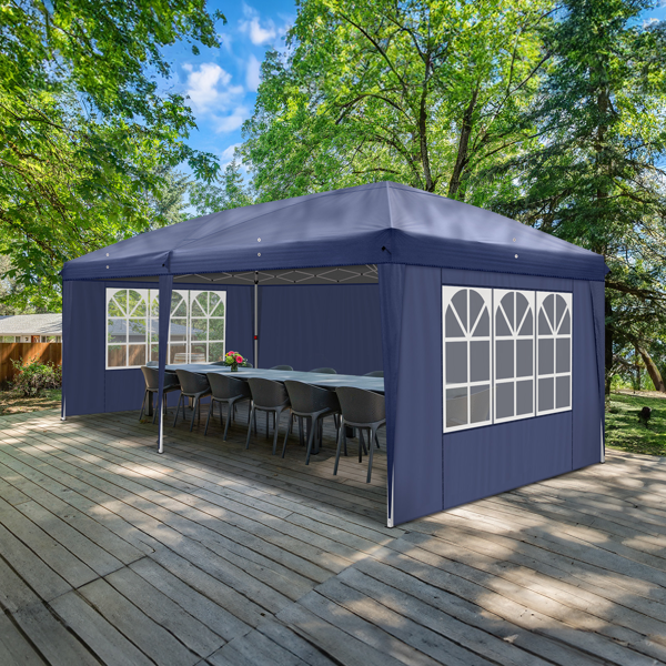 10*20ft 蓝色 4片面-2个窗 折叠棚 牛津布 喷塑铁管 便携-34