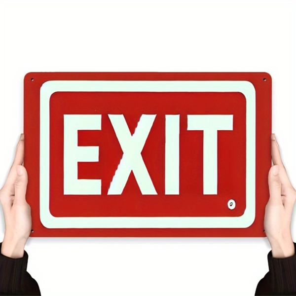 CIFbuy2D 平面复古应急出口铝制标牌金箔雕刻墙面装饰（TikTok、temu 下自提）-2