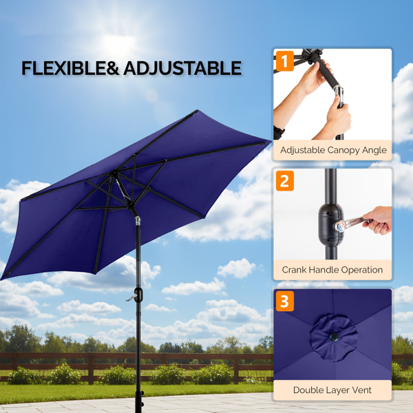 9FT 海军蓝 转向头 KD 圆形 太阳伞  涤纶布 6铁伞骨 铁中柱-15