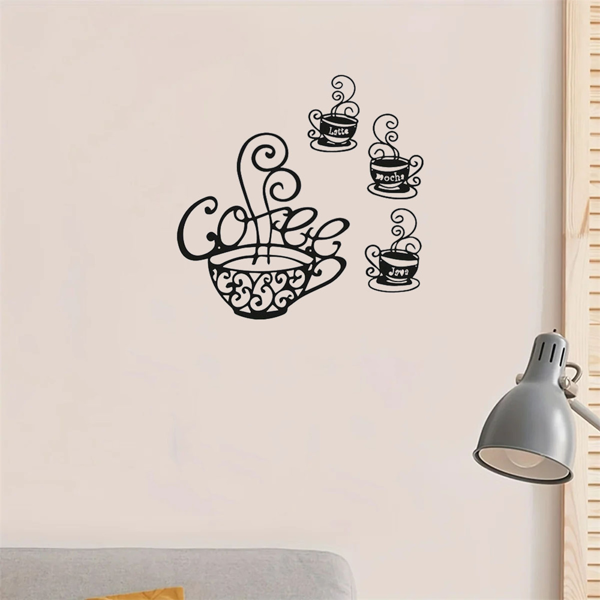 CIFbuy复古咖啡爱好者四件套金属装饰板 厨房咖啡厅酒吧墙面艺术(TikTok、temu下自提)-4