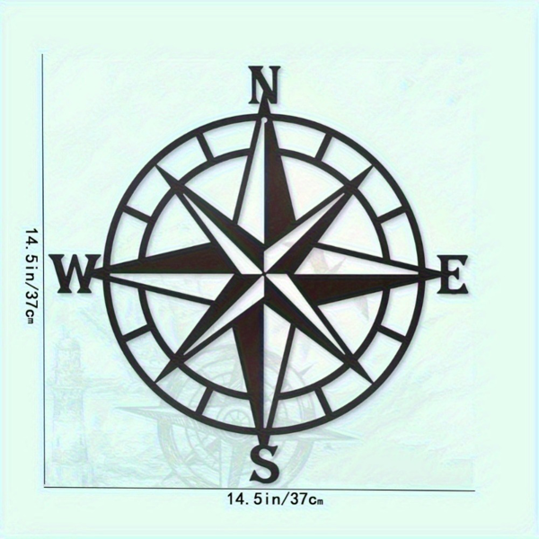 CIFbuy 金属烤漆航海罗盘玫瑰造型壁挂 复古风指南针墙面装饰（TikTok，temu 自提）-2