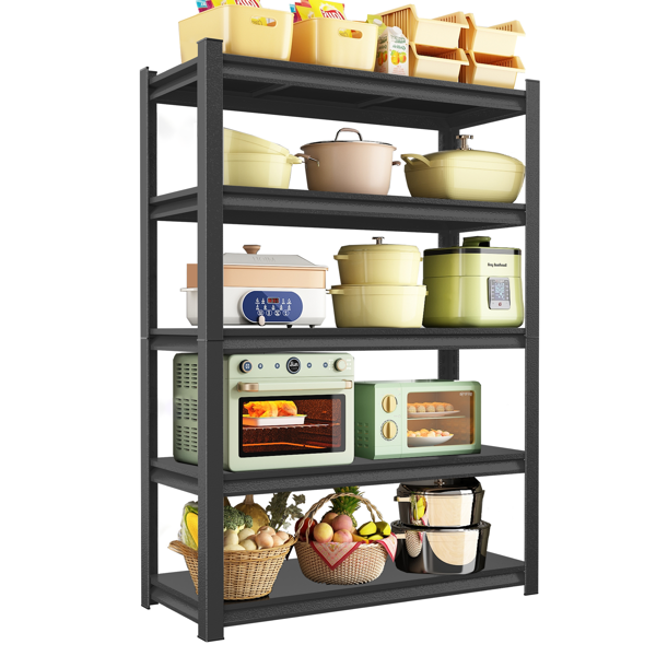 五层金属储物架，工业用多功能架，可调节高度书架，适用于客厅、办公室、车库、超市、健身房，71.20 英寸高 x 39.37 英寸宽 13.78 英寸深，黑色，需组装-8
