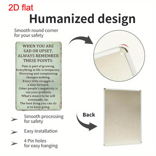 CIFbuy 复古金属励志语录牌当你悲伤或不安乡村风墙面装饰（TikTok、temu pick-up service）-3