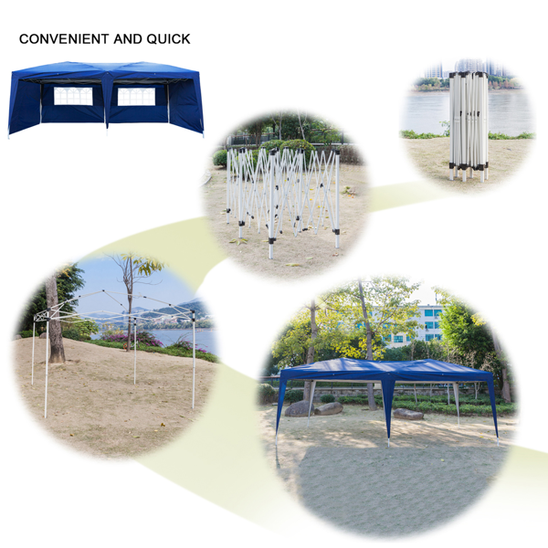 10*20ft 蓝色 4片面-2个窗 折叠棚 牛津布 喷塑铁管 便携-8