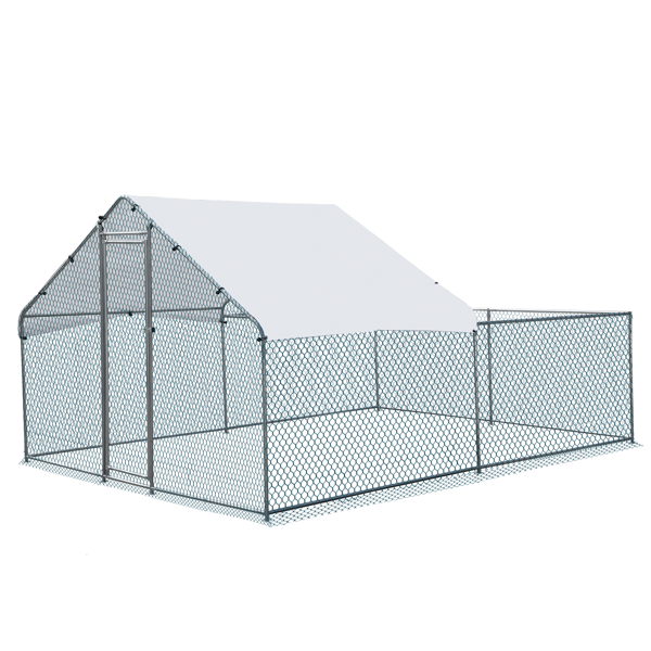 3*2*2/9.8*6.5*6.5ft 银色 尖顶顶部半开间 拼接 180gPE雨布 镀锌管 铁鸡兔笼-2