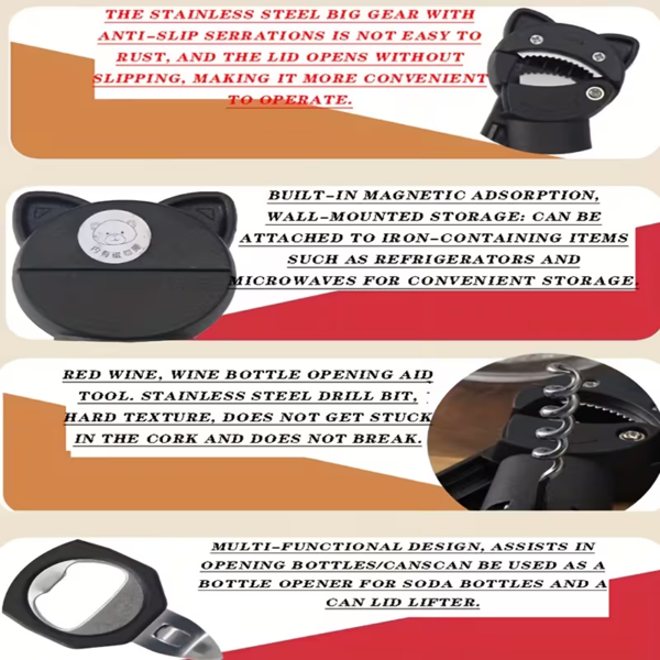 5合一易转开瓶器，适合关节炎患者和手部力量较弱者罐子开瓶器套装，适合老年人使用的符合人体工程学的厨房小工具，易于抓握需求.送给老年人、关节炎患者或任何希望简化厨房工作的人的理想实用礼物-3