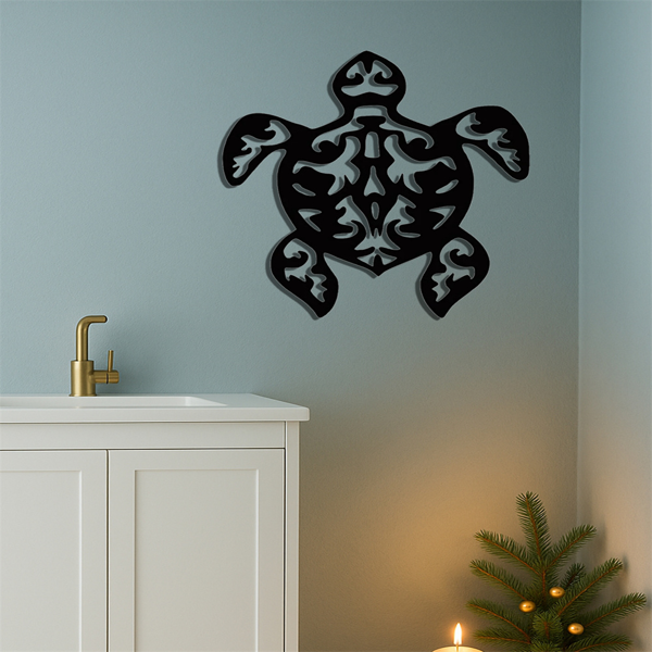 CIFbuy复古金属海龟可移除墙贴 海洋艺术装饰家居(TikTok、temu下自提)-3