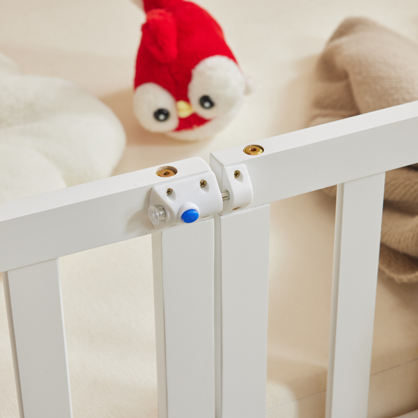 白色 油漆面 松木 围栏床 带门 带铺板 Full 儿童木床-3