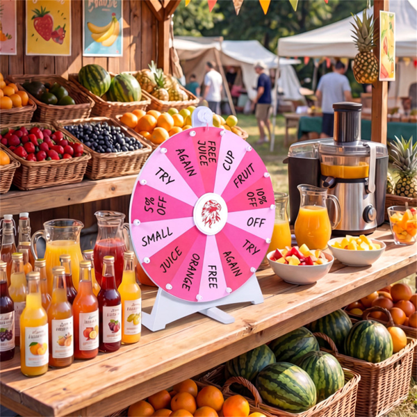 24英寸旋转奖轮，带可折叠立式和桌面幸运轮-粉色-10