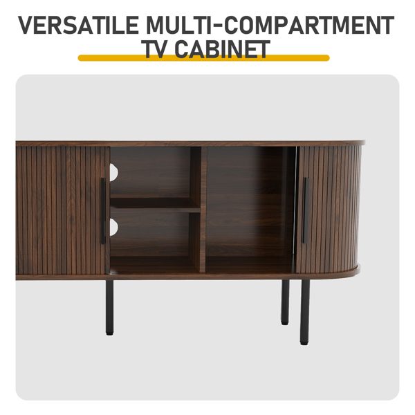 胡桃色 浮雕 刨花板 椭圆台面 147*35*58cm 推拉格栅门 电视柜-10