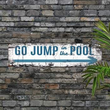 CIFbuy 复古铝制指示牌跳进游泳池 UV 印刷金属牌匾家用车库咖啡馆餐厅酒吧防水防尘装饰（TikTok、temu 下自提）