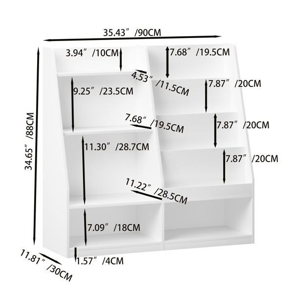 儿童书架和玩具收纳整理架，多功能四层木制儿童书架，附书籍展示架，适用于儿童房、游戏室、托儿所，用于儿童、幼儿（白色）--不支持self-pick up且不支持指定仓库发货-6