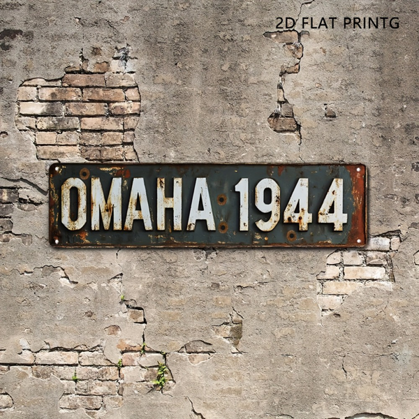 CIFbuy 复古军事铝制标牌奥马哈海滩二战地标乡村做旧墙饰车库酒吧装饰（TikTok、temu 下自提）-2