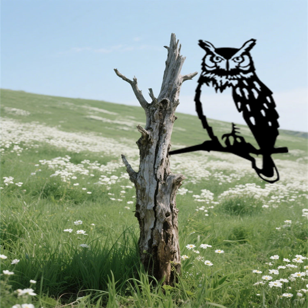 CIFbuy手工复古猫头鹰雕塑花园装饰庭院草坪户外艺术品(TikTok、temu下自提)-5