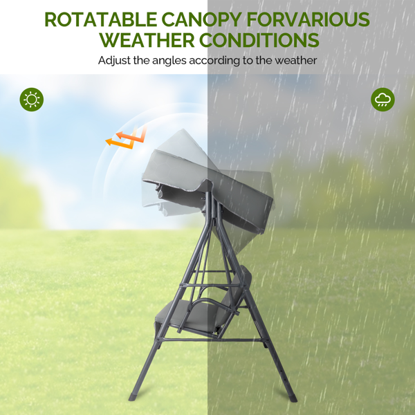 68*43*60inch 深灰色 KD款 带软垫 顶蓬 铁+牛津布 250kg 铁秋千套装-4