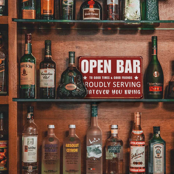 CIFbuy2D 复古开放式酒吧铝制标牌乡村红白做旧墙面装饰（TikTok、temu 下自提）-6