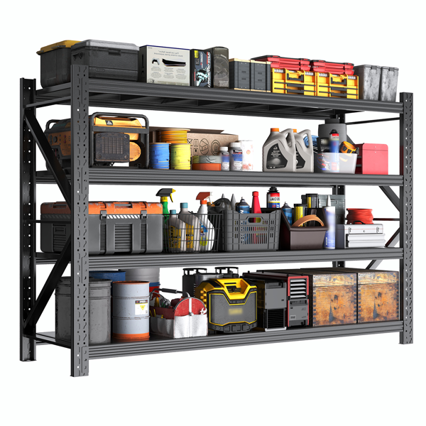 Temu 仅支持自提 重型车库货架单元70.1"H"71"W 24"D，4层钢制可调节金属储物架，3000磅工业货架，用于车库组织、地下室、仓库、车间、工具架-9