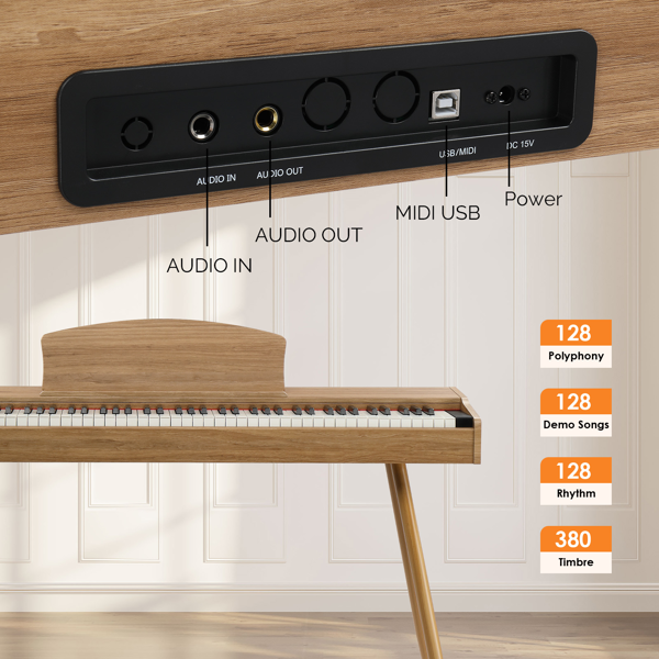 【AM不售卖】GDP-203 88键重锤键盘 嵌入式支架款 自然原木 电钢琴 美国-5