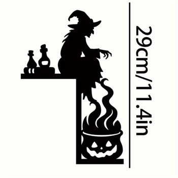 CIFbuy哥特风格女巫坩埚铸铁铁制门挂墙饰 万圣节圣诞新年节日装饰礼物(TikTok、temu下自提)