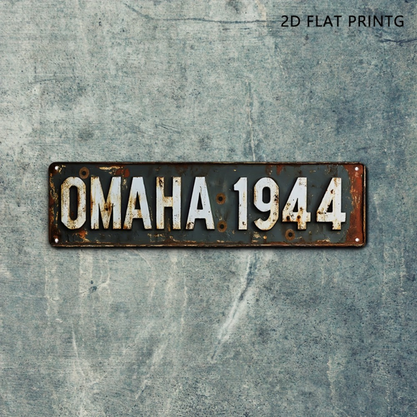 CIFbuy 复古军事铝制标牌奥马哈海滩二战地标乡村做旧墙饰车库酒吧装饰（TikTok、temu 下自提）-4