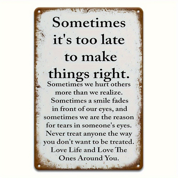 CIFbuy 讽刺复古金属牌有时为时已晚无法纠正乡村风家居门廊车库咖啡馆酒吧花园铁质墙饰（TikTok、temu 下自提）-3