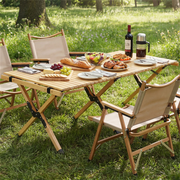 48英寸×24英寸可折叠松木野营桌便携式折叠沙滩桌，带手提包-8