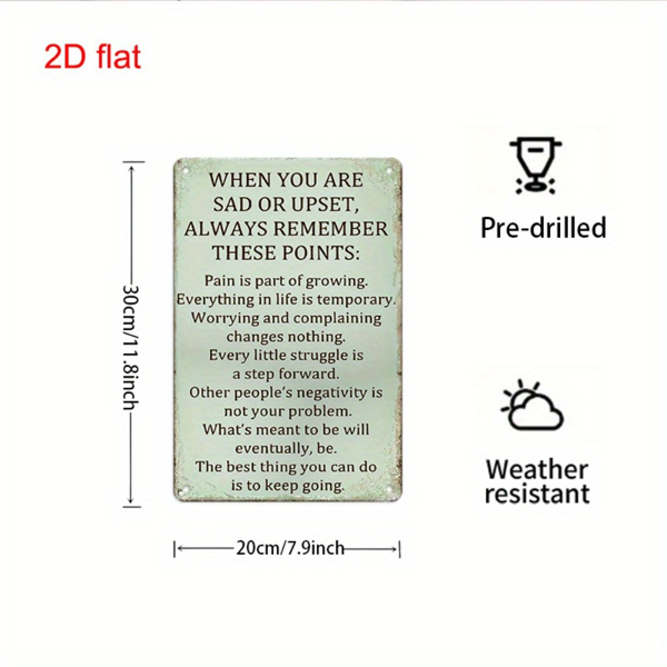 CIFbuy 复古金属励志语录牌当你悲伤或不安乡村风墙面装饰（TikTok、temu pick-up service）-2