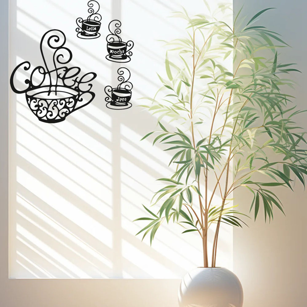 CIFbuy复古咖啡爱好者四件套金属装饰板 厨房咖啡厅酒吧墙面艺术(TikTok、temu下自提)-8