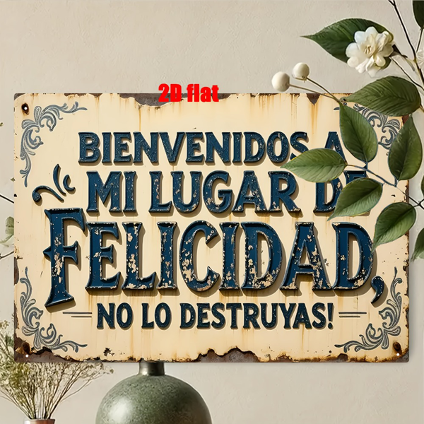 CIFbuy 欢迎来到我的快乐天堂复古金属牌花卉乡村风家居酒吧咖啡馆男人洞农舍装饰礼品（TikTok、temu 下自提）-4