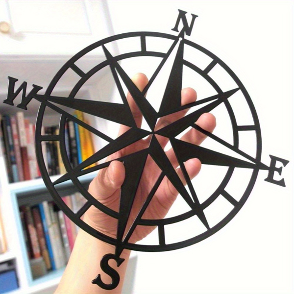 CIFbuy 金属烤漆航海罗盘玫瑰造型壁挂 复古风指南针墙面装饰（TikTok，temu 自提）-1