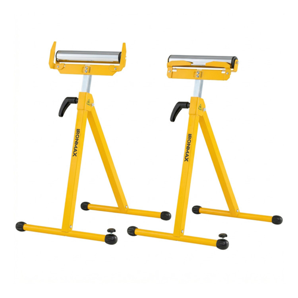 2件套重型金属折叠滚轮架，带边缘导轨便携式木工支架-黄色-1