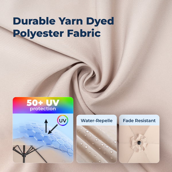 9FT 卡其色 转向头 KD 圆形 太阳伞 涤纶布 6铁伞骨 铁中柱-17