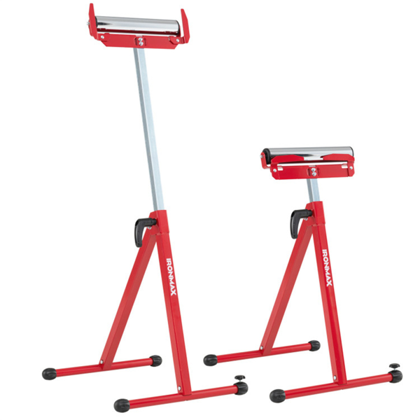 2件套重型金属折叠滚轮架，带边缘导轨便携式木工支架-红色-4