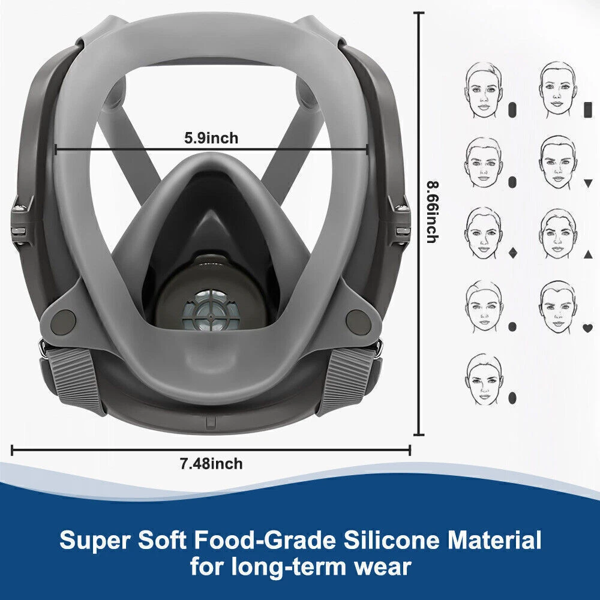 可重复使用的全脸防护口罩，适用于木工、油漆、焊接作业时佩戴的防护面罩(各平台政策不同，链接已附相关资质，如无所需资质请勿上架)-2