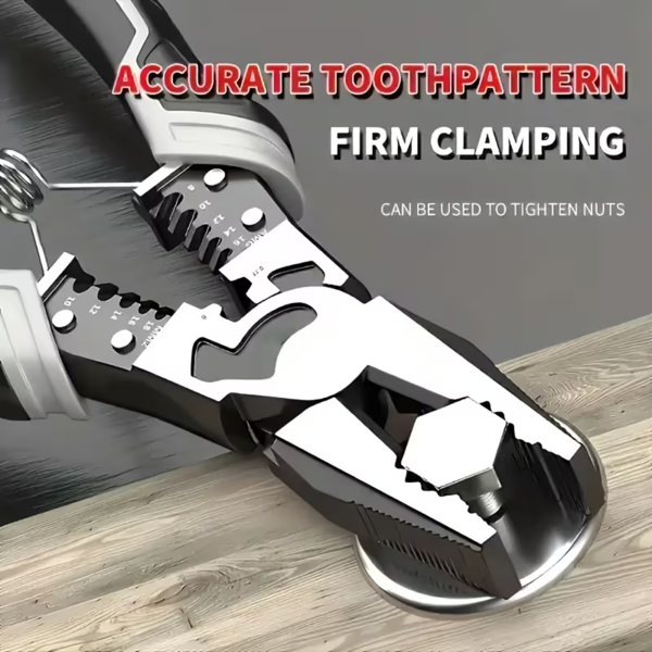 ，五合一多功能钳子套装，工业级带PVC手柄，专业手动工具，自动剥线器和切割器 - 金属-12