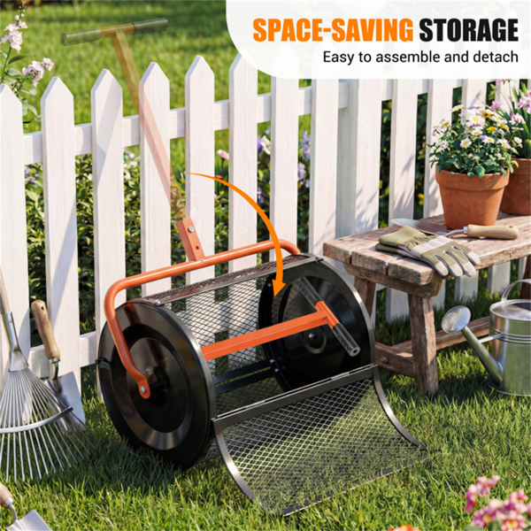 27英寸×16英寸草坪肥料撒布机，带钻石网无结块花园堆肥撒布机-橙色-11