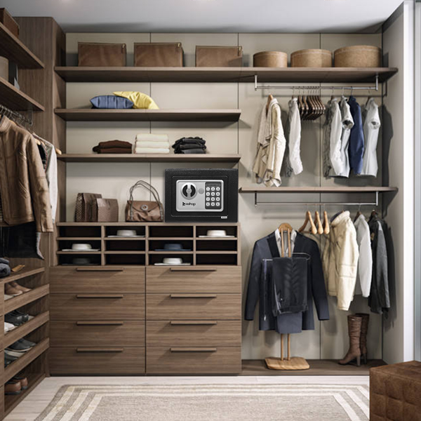 17E家用 电子密码保险箱 黑色箱体 银灰色面板【不含电池】-61