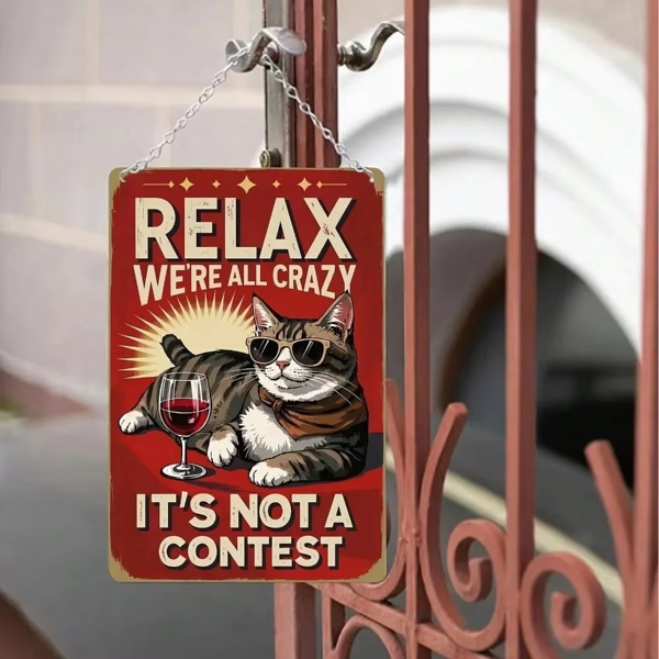 CIFbuy休闲享受生活猫咪金属挂牌家居墙面装饰圣诞万圣节礼品 TikTok temu 下自提-4