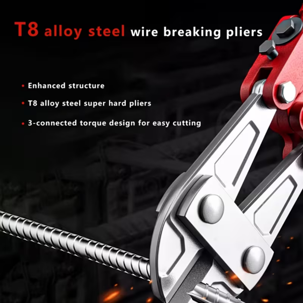 T8合金钢钢丝剪，钢筋剪钳，钢丝钳，钢筋链刀，省力手动可调节重型钢丝钳，鹰嘴剪，强力剪，适用于五金行业，建筑工程，剪切钢筋，农场-7