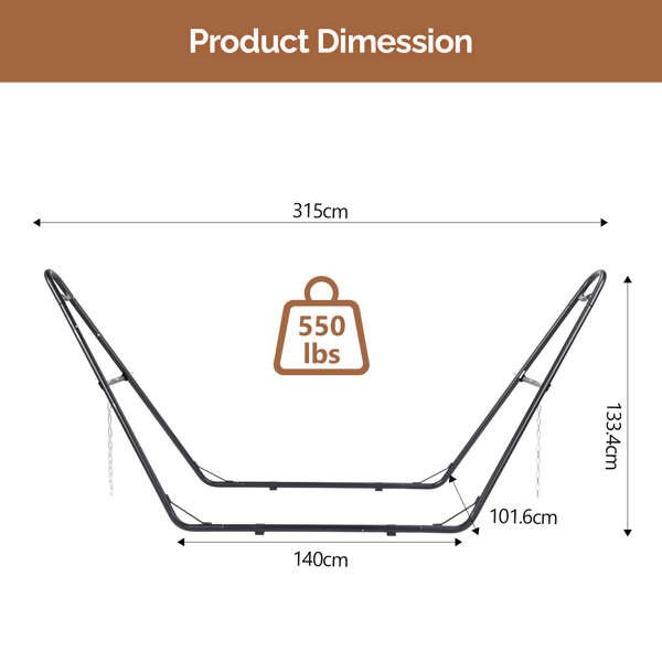 315*104*128CM 大双杆型 吊床架 磨砂黑 440lb 铁质-2