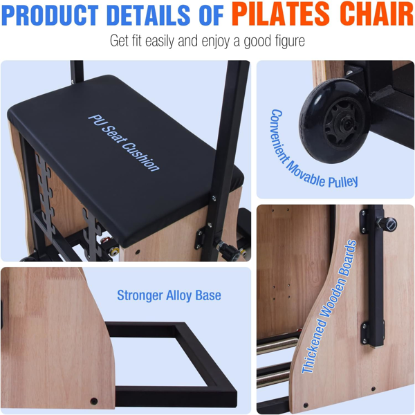 普拉提椅 Wunda椅 普拉提组合椅 带手柄 分离踏板 瑜伽核心训练康复用改革者机 包含防滑袜-4