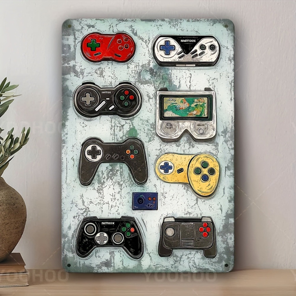 CIFbuy 复古游戏手柄铝制标牌游戏室家居墙面装饰玩家礼品（TikTok、temu pick-up service）-1