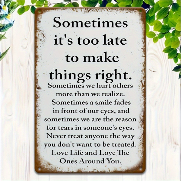 CIFbuy 讽刺复古金属牌有时为时已晚无法纠正乡村风家居门廊车库咖啡馆酒吧花园铁质墙饰（TikTok、temu 下自提）-1
